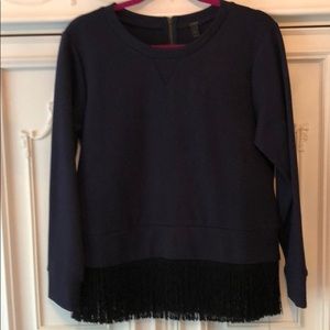 J Crew | Navy Sweater with Decorative Bottom